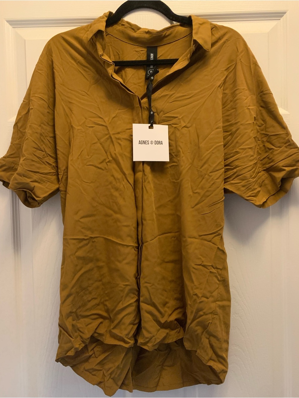 Women’s Agnes & Dora Wheat Button-Down Dolman-Sleeve Blouse NWT